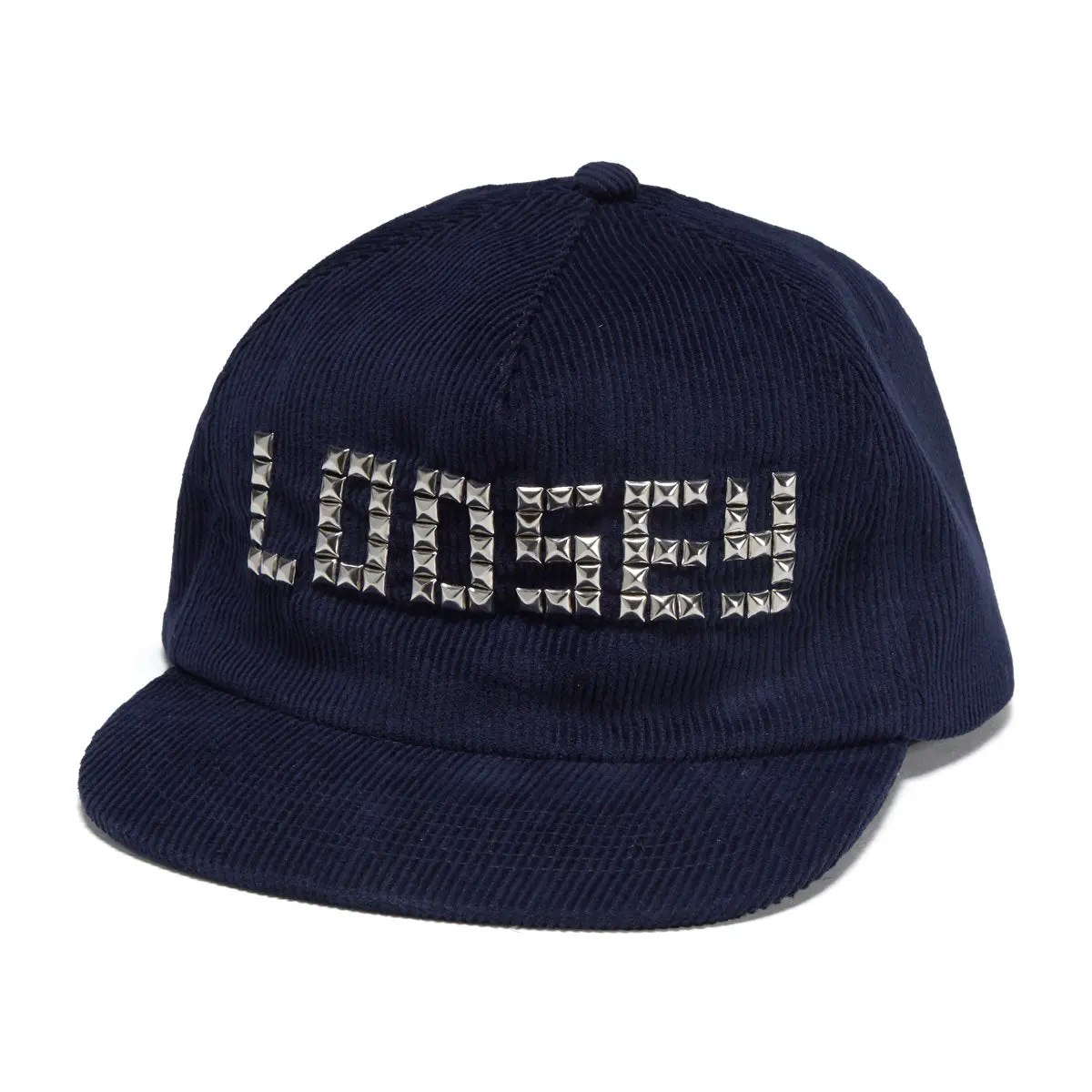 Loosey Studded Snapback Hat - Navy Corduroy 1