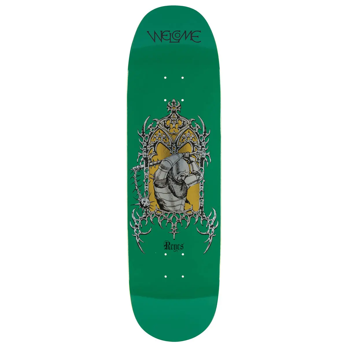 Welcome Flail Ryan Reyes On Baculus 2.0 Skateboard Deck - Green/Gold Foil - 9.00" 1