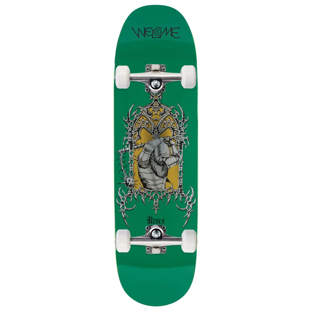 Welcome Flail Ryan Reyes On Baculus 2.0 Skateboard Complete - Green/Gold Foil - 9.00" 1