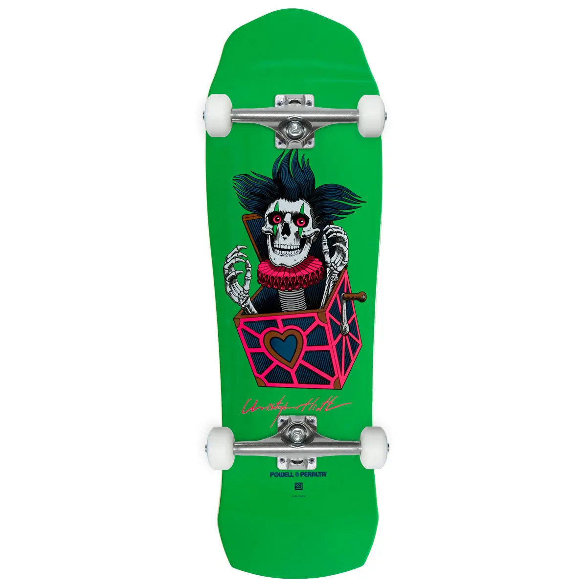 Powell-Peralta Chris Hiett Skull Skateboard Complete - Neon Green/Blue Foil - 10.00" 1