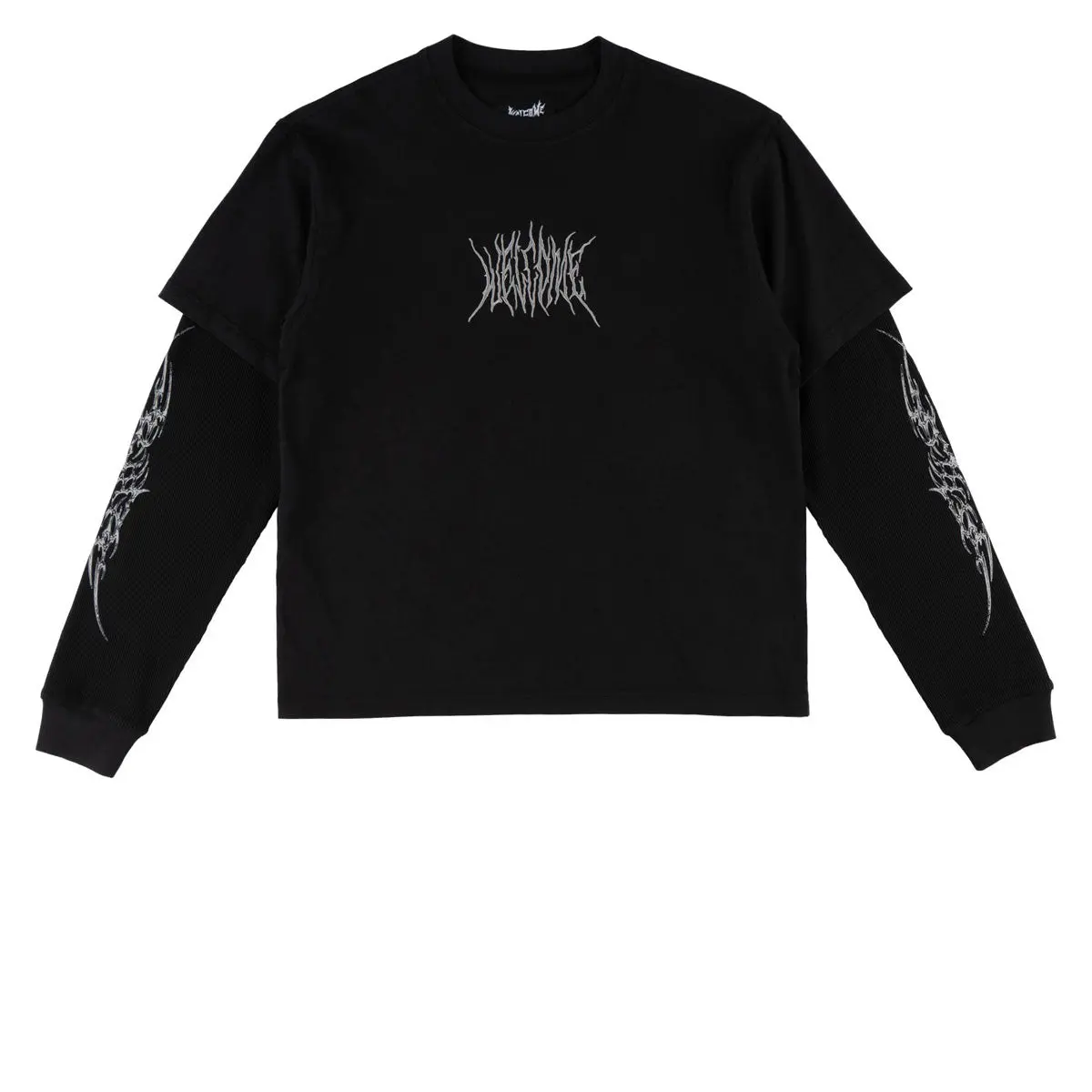 Welcome Caste Layered Long Sleeve Knit T-Shirt - Black/Grey 1