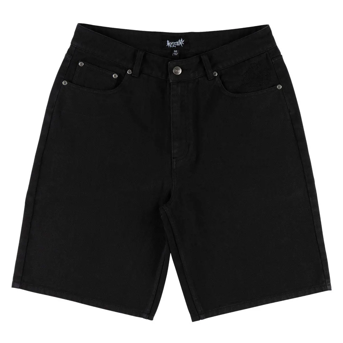 Welcome Chasm Baggy Denim Shorts - Washed Black 1