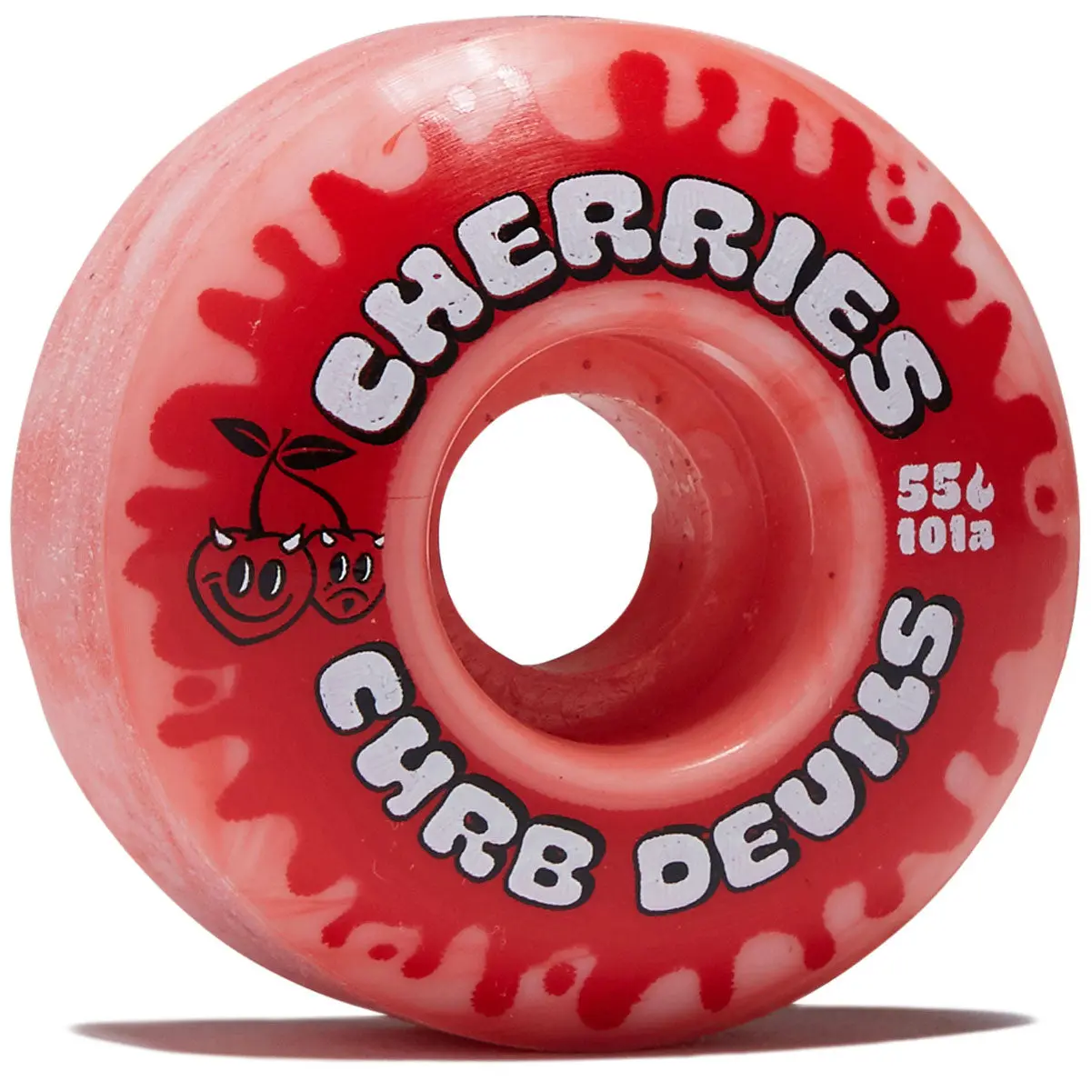 Cherries Curb Devils Classic Shape 101A Skateboard Wheels - Red/White Swirl - 55Mm 1