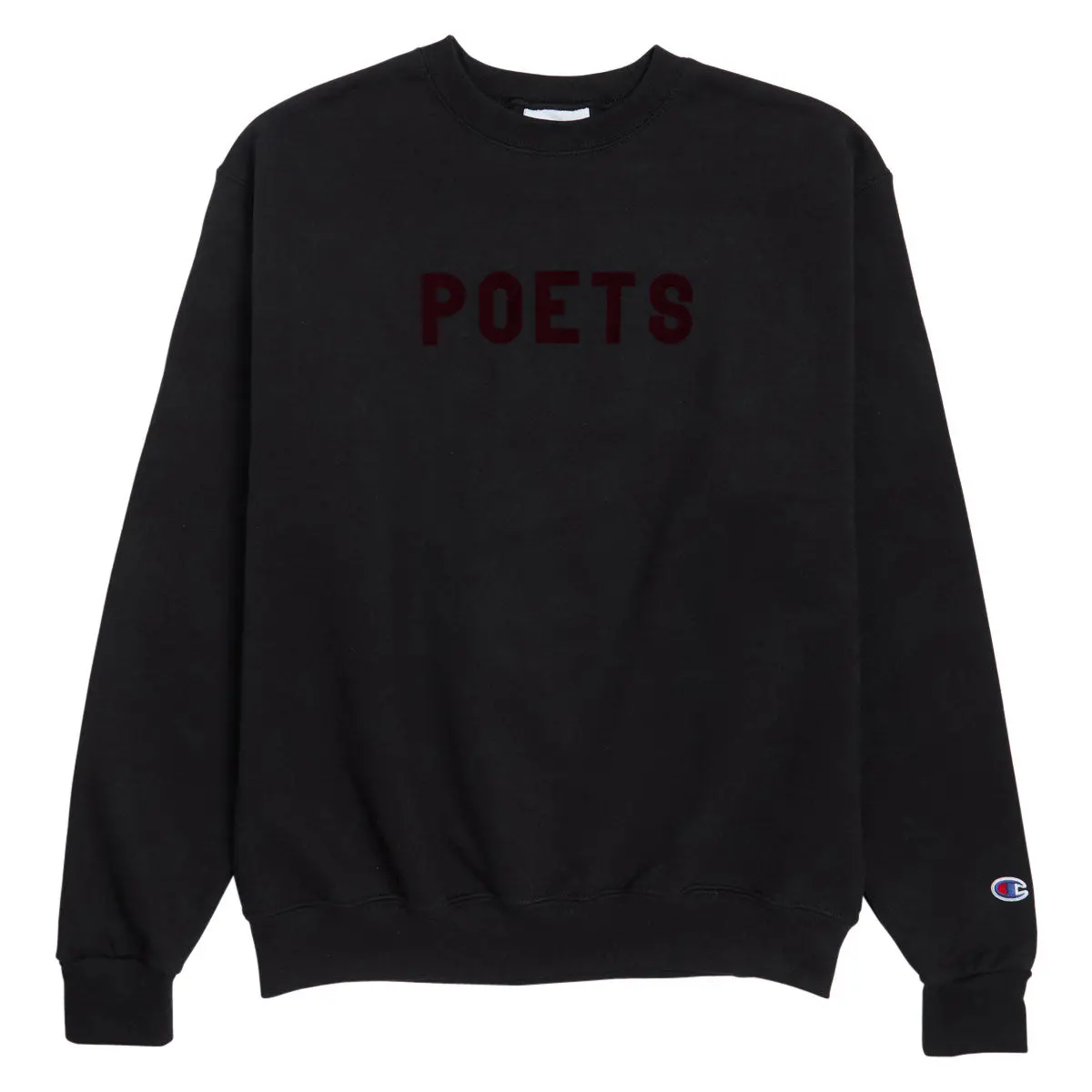Poets Og Poets Flocked Crew Sweatshirt - Black/Burgundy Flocking 1