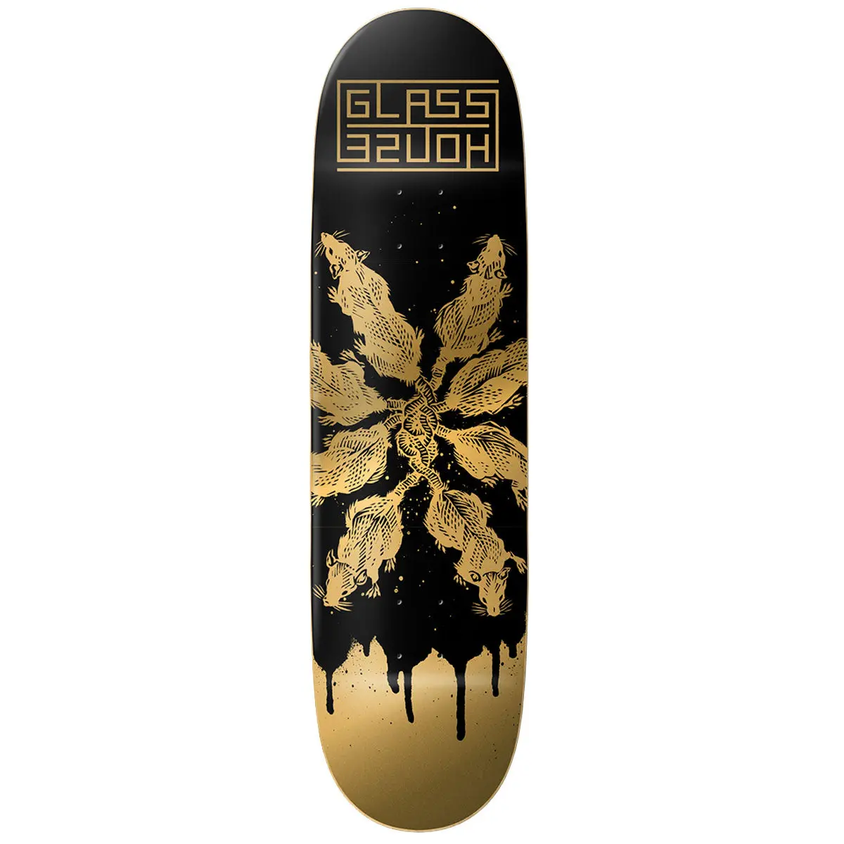 Glass House Rats Skateboard Deck - Black/Gold - 9.00" 1