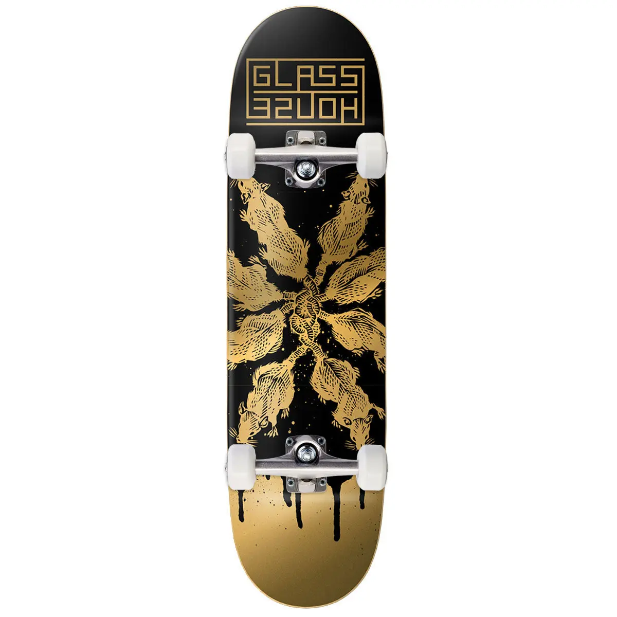 Glass House Rats Skateboard Complete - Black/Gold - 9.00" 1