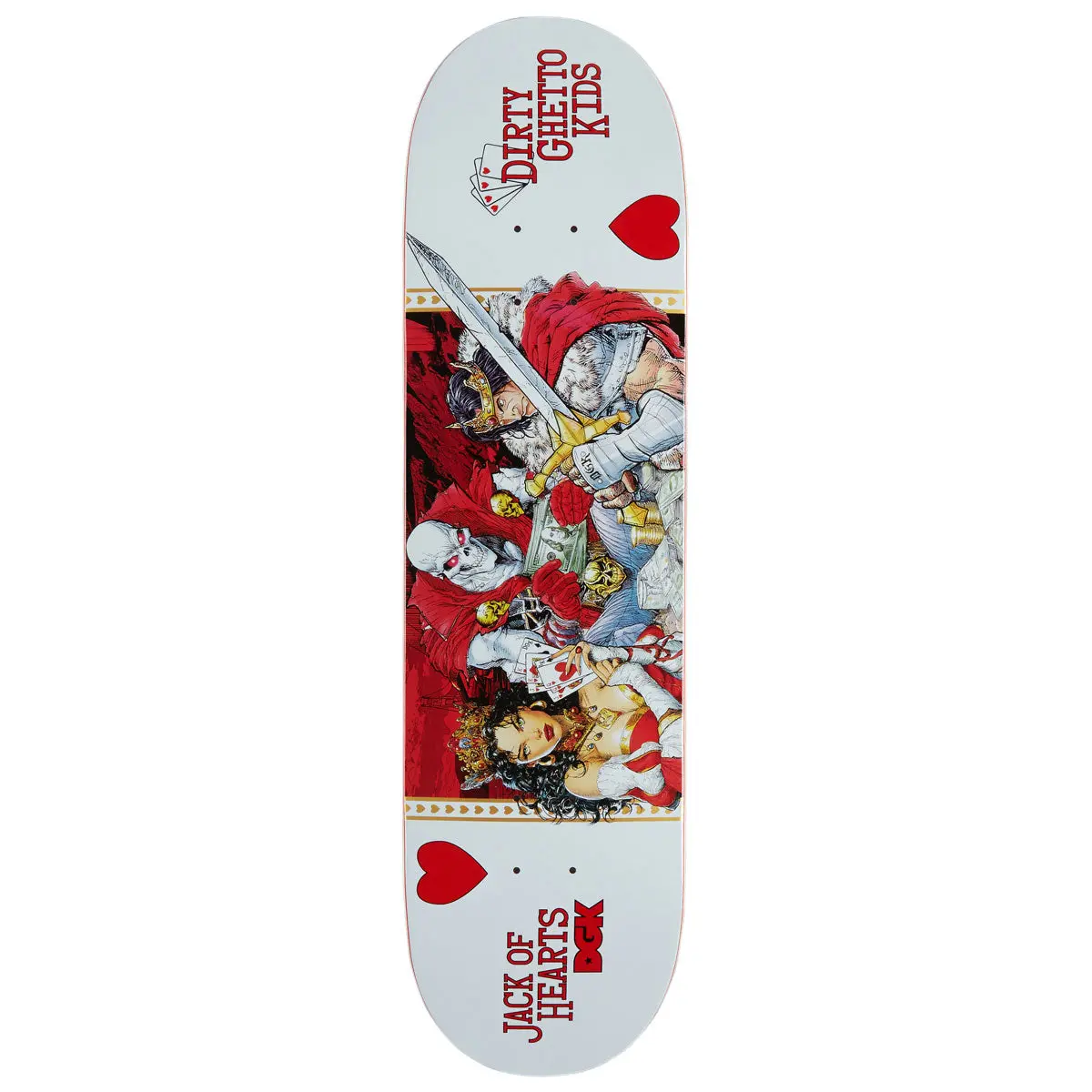 Dgk Jack Of Hearts Curtin Skateboard Deck - White - 8.25" 1