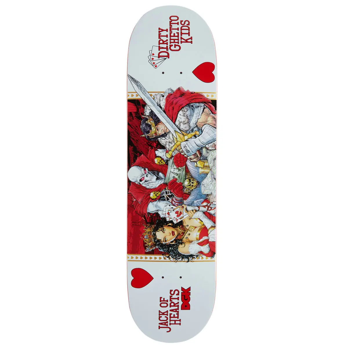 Dgk Jack Of Hearts Curtin Skateboard Deck - White - 8.50" 1