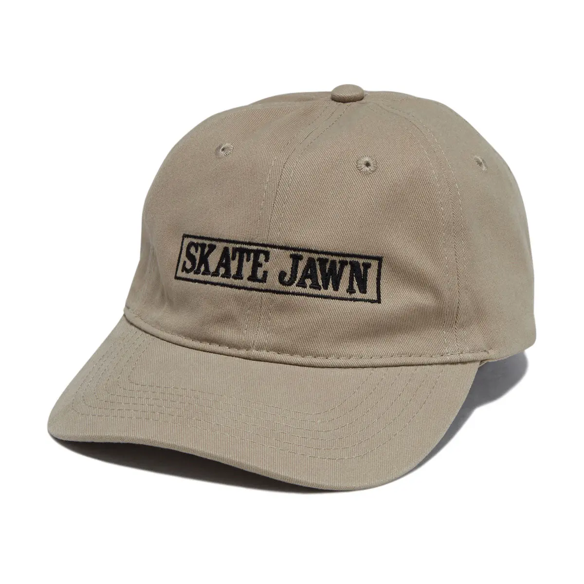 Skate Jawn Cover Box 6 Panel Hat - Khaki 1