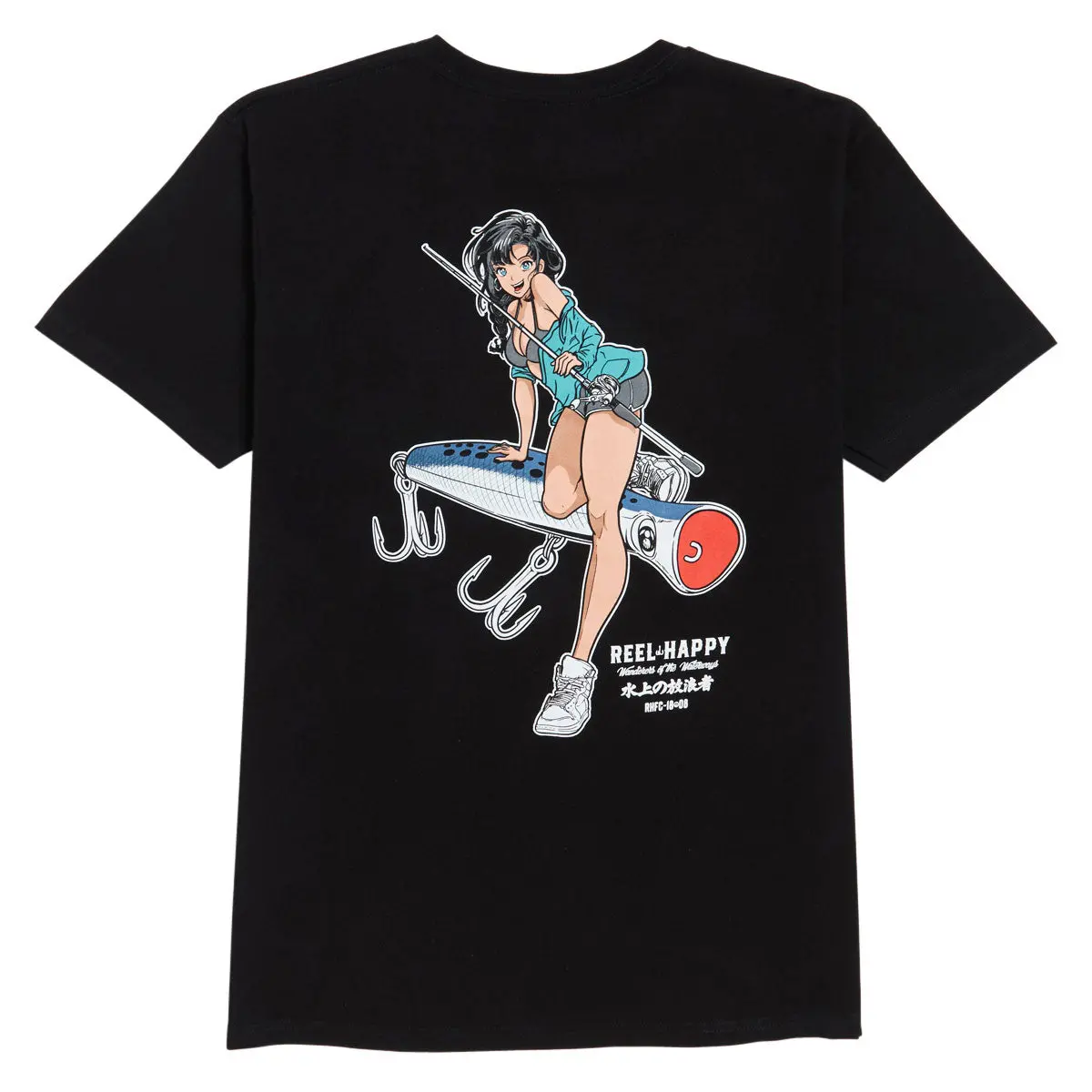 Reel Happy Popper T-Shirt - Black 1