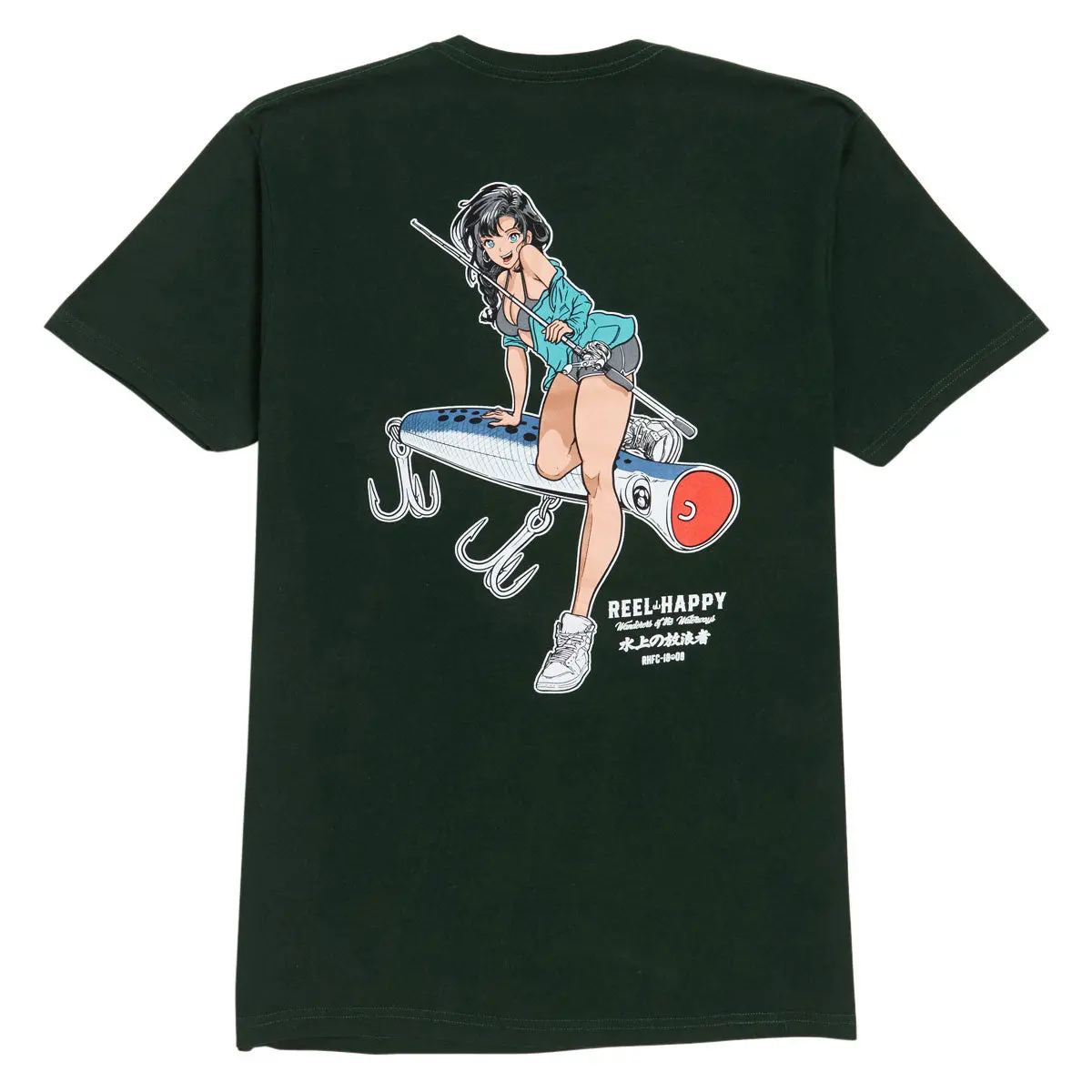 Reel Happy Popper T-Shirt - Forest Green 1