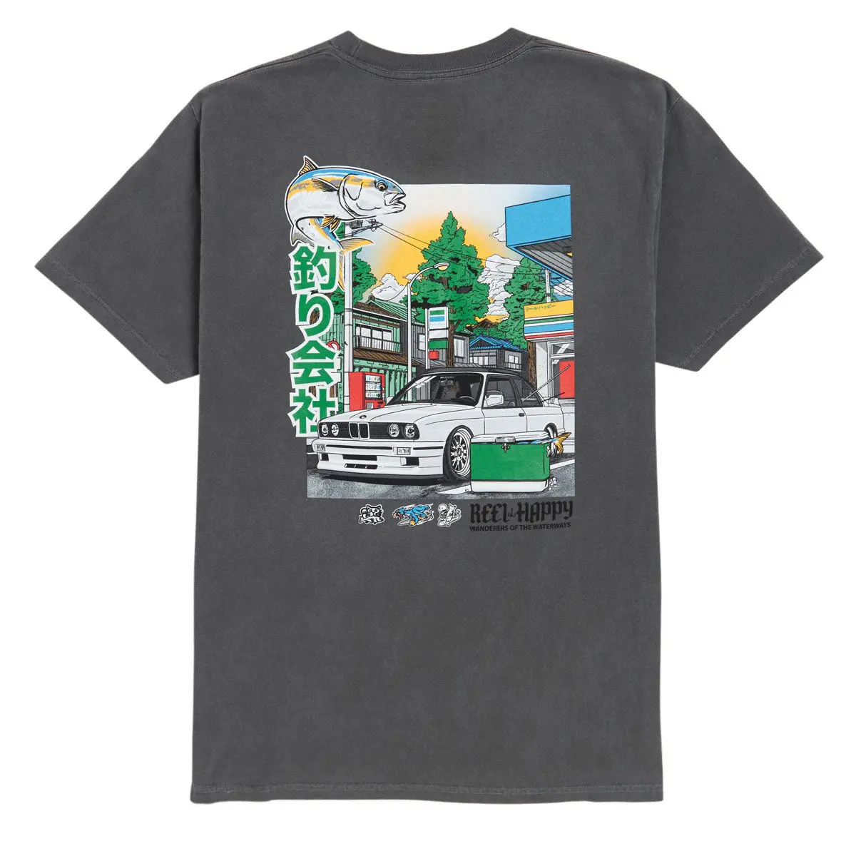 Reel Happy Cars And Fishing T-Shirt - Storm Grey Pigment 1
