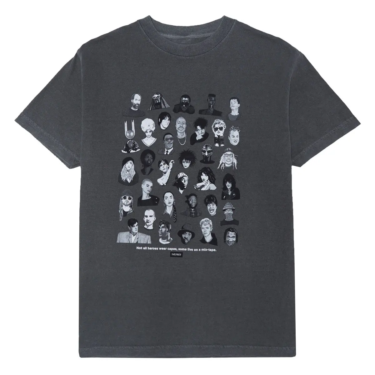 Theories Mixtape T-Shirt - Garment Dyed Faded Black 1