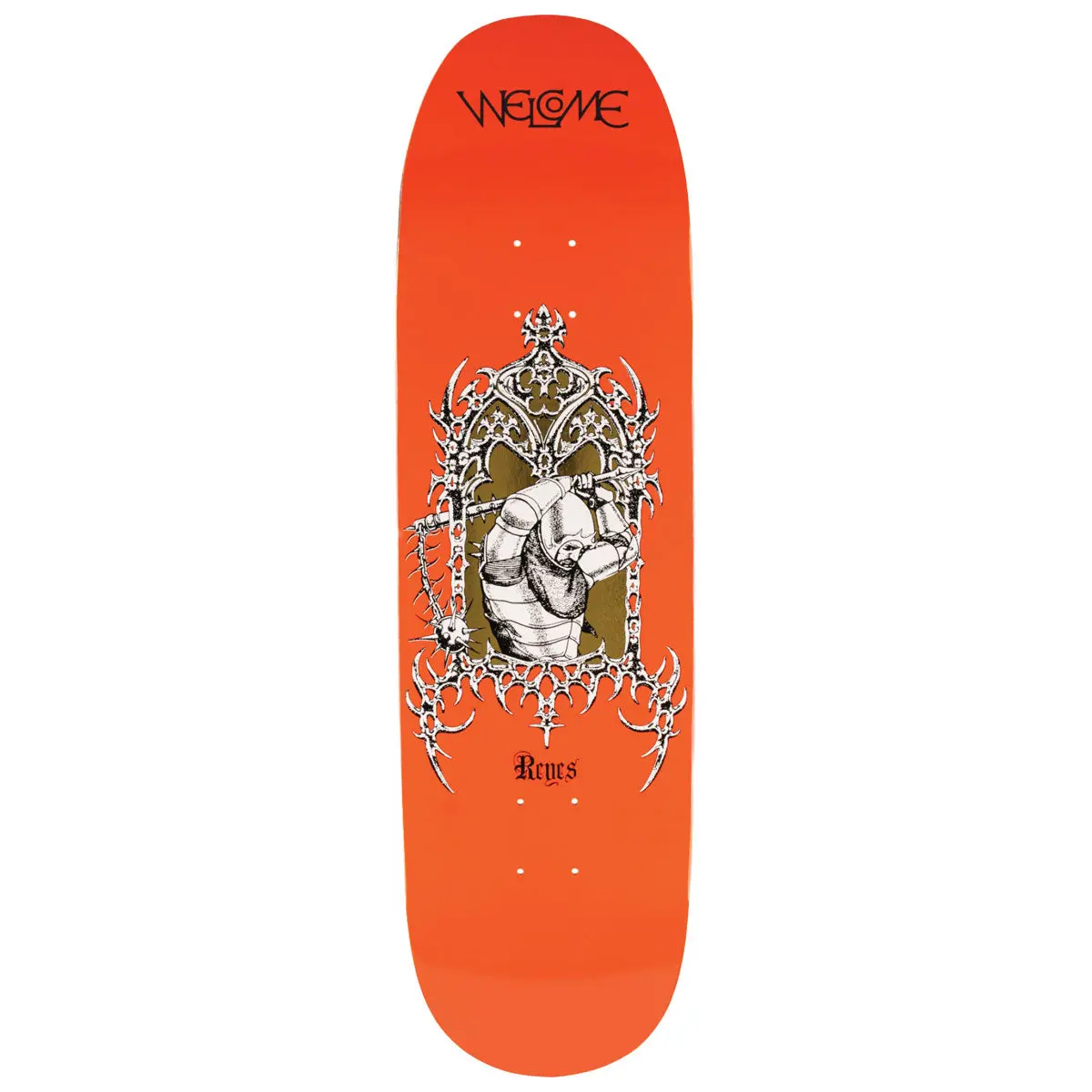 Welcome Flail Ryan Reyes On Baculus 2.0 Skateboard Deck - Tangerine/Gold Foil - 9.00" 1