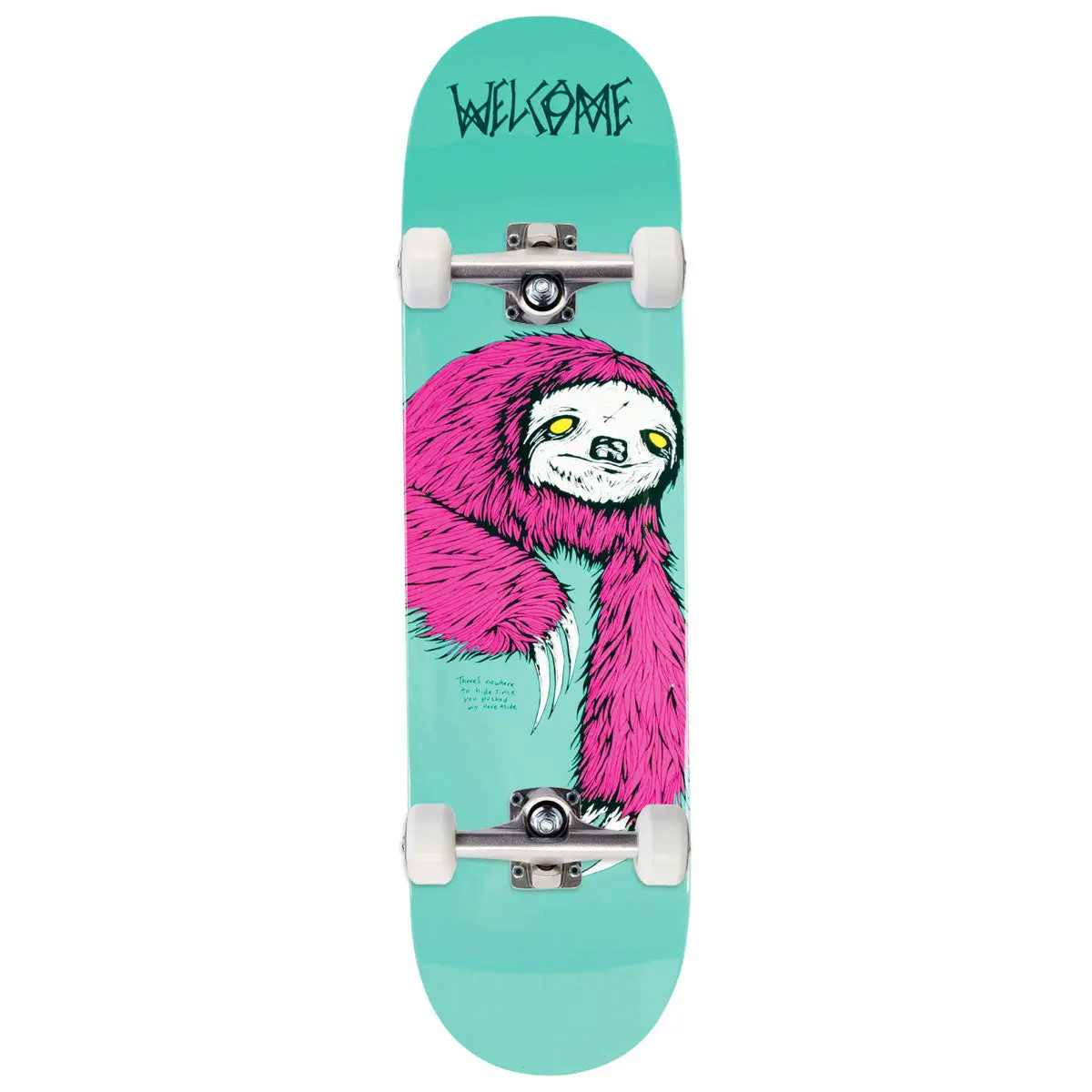 Welcome Sloth On Slappy Slap Skateboard Complete - Teal Dip - 9.50" 1