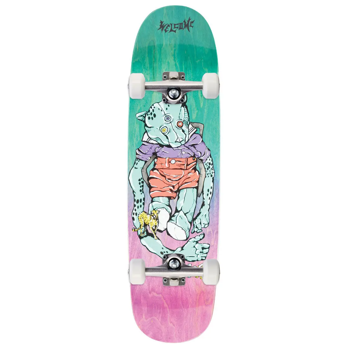 Welcome Teddy Nora Vasconcellos On Sphynx Skateboard Complete - Teal/Purple Gradient Stain - 8.80" 1