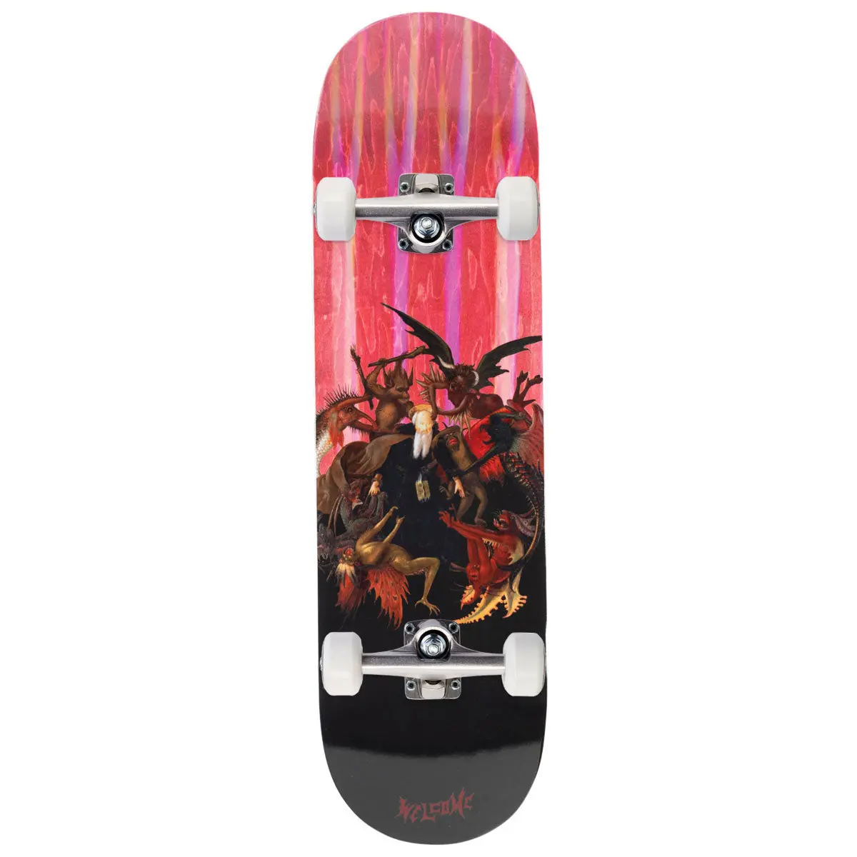 Welcome Torment Skateboard Complete - Dark Red Stain/Transparent Prism Foil - 9.00" 1