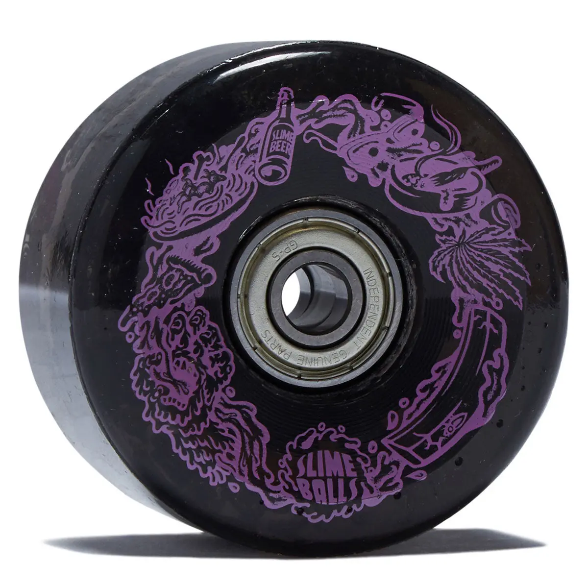 Slime Balls Neon Vomit Limited Edition Light Ups Og Slime 78A Skateboard Wheels - Black - 60Mm 1