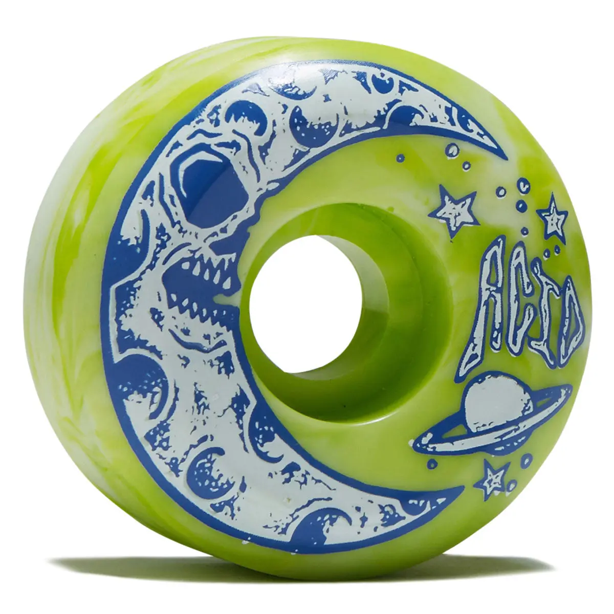 Acid Moon Type A 99A Side Cut Skateboard Wheels - Green/White Swirl - 54Mm 1