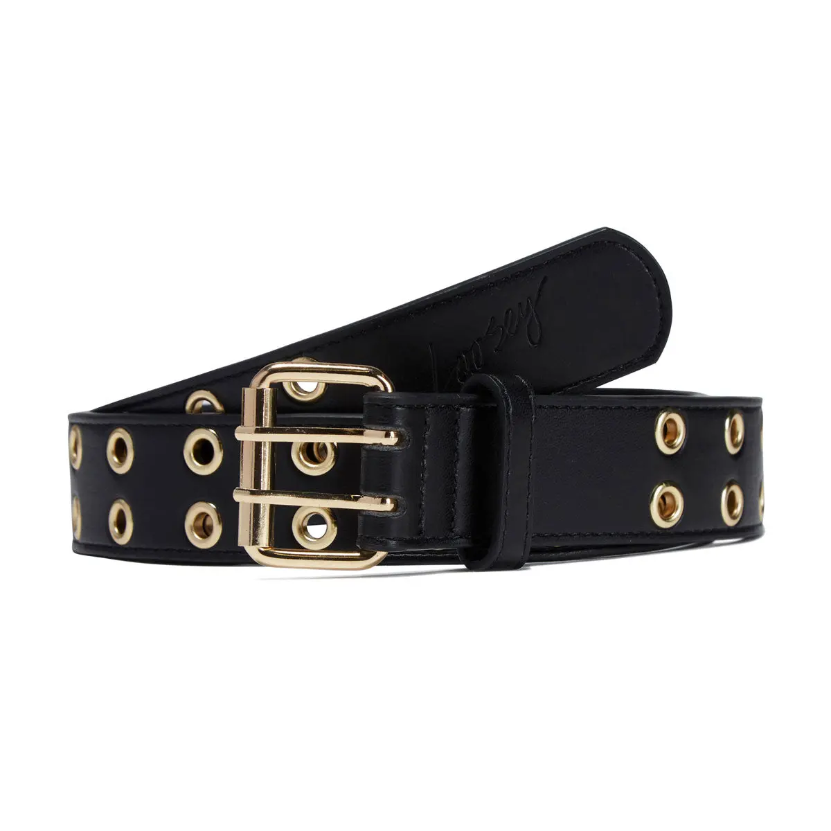 Loosey Grommet Hole Belt - Black Gold 1