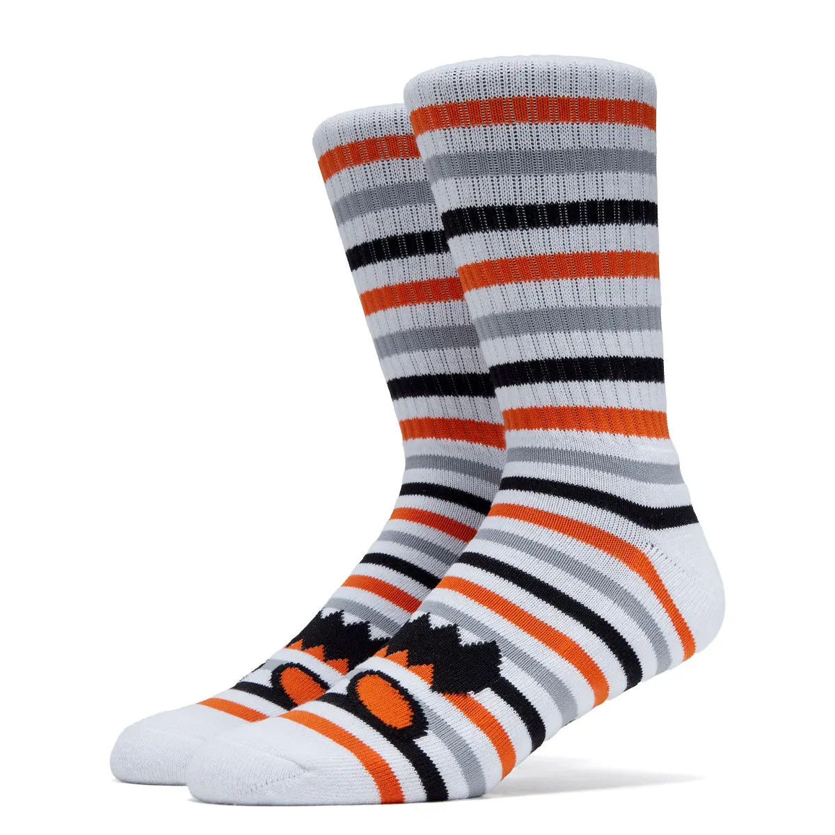 Toy Machine Monster Mini Stripe Socks - White/Grey/Orange 1