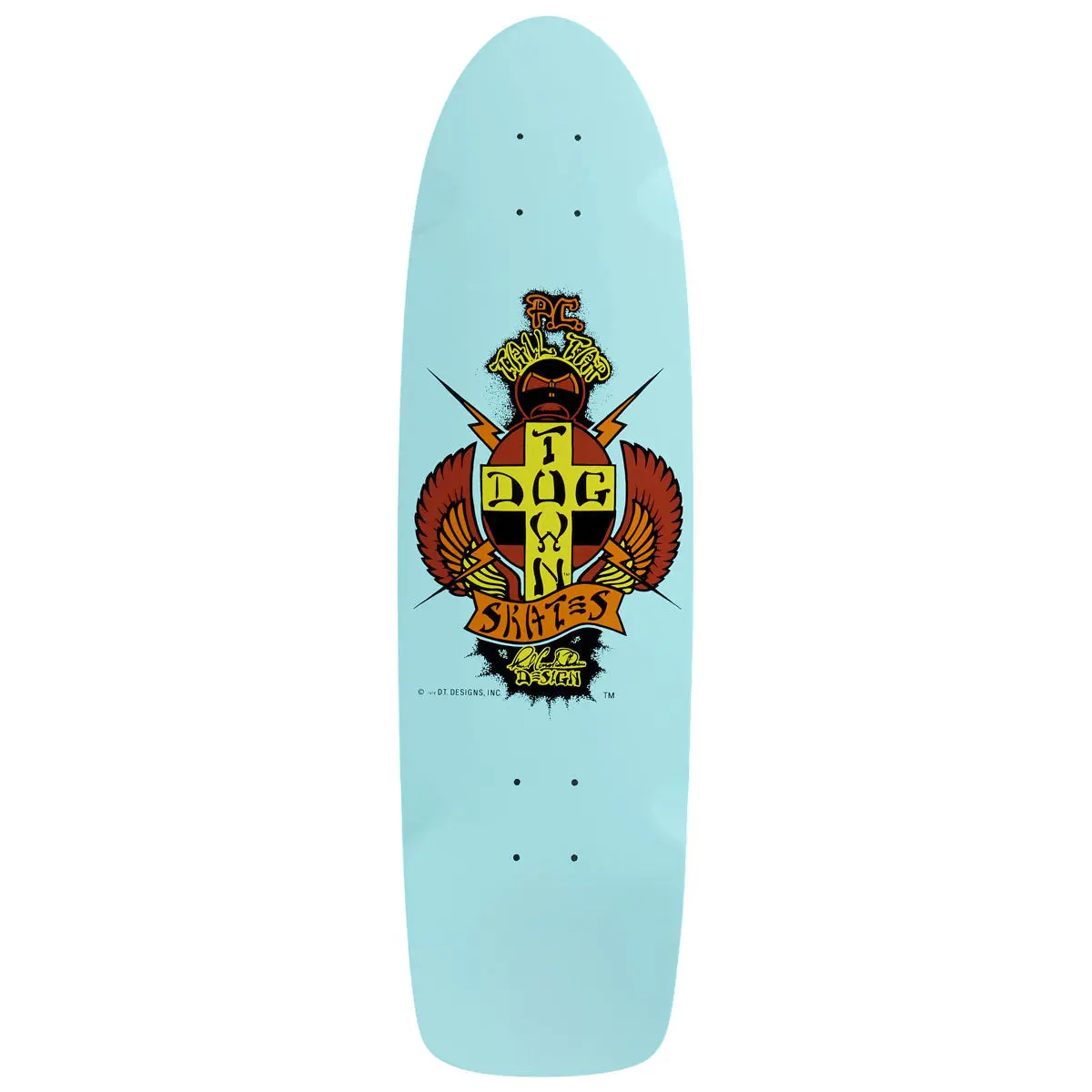 Dogtown Pc Tail Tap Og 70S Classic Skateboard Deck - Sky Blue Full Dip - 8.375" 1