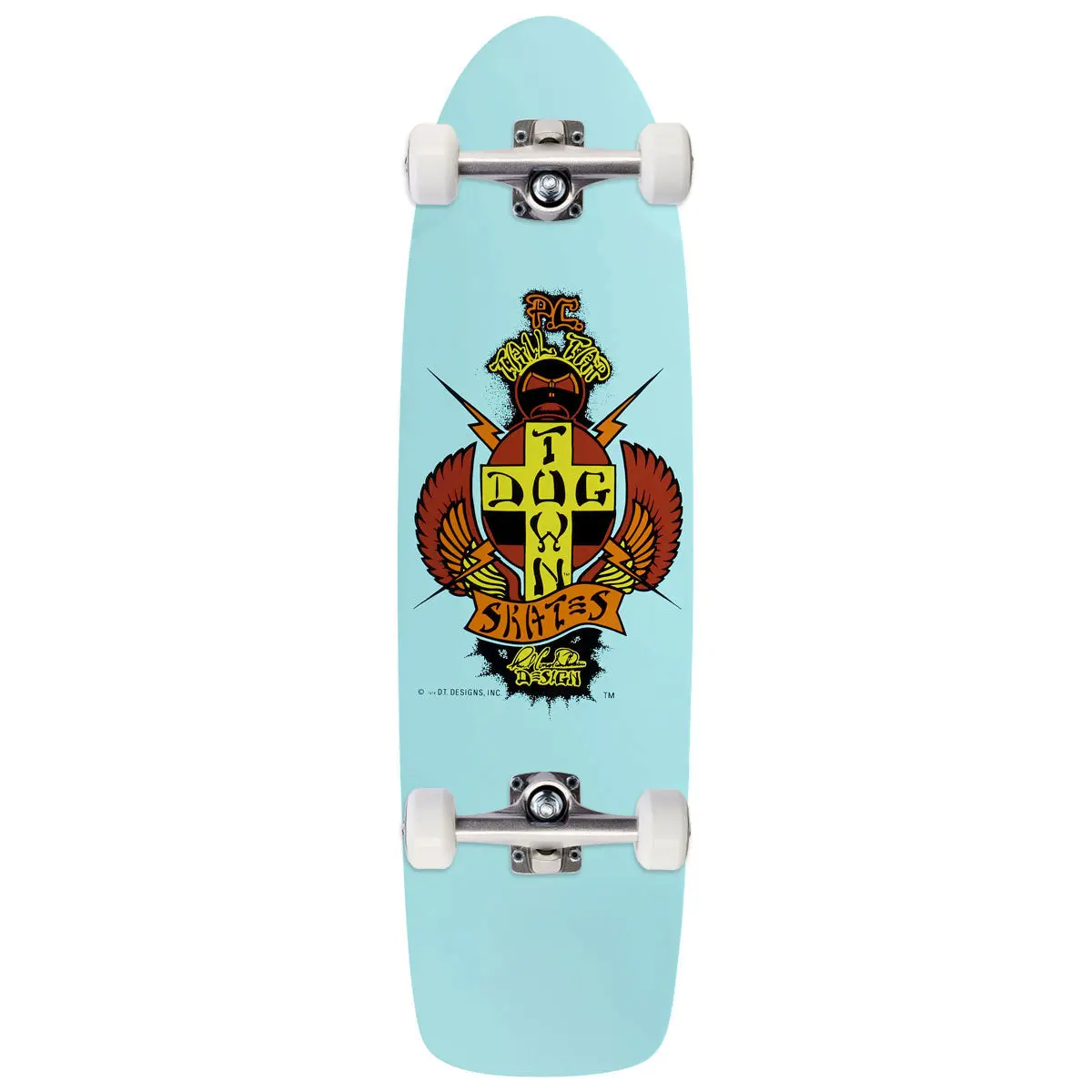 Dogtown Pc Tail Tap Og 70S Classic Skateboard Complete - Sky Blue Full Dip - 8.375" 1