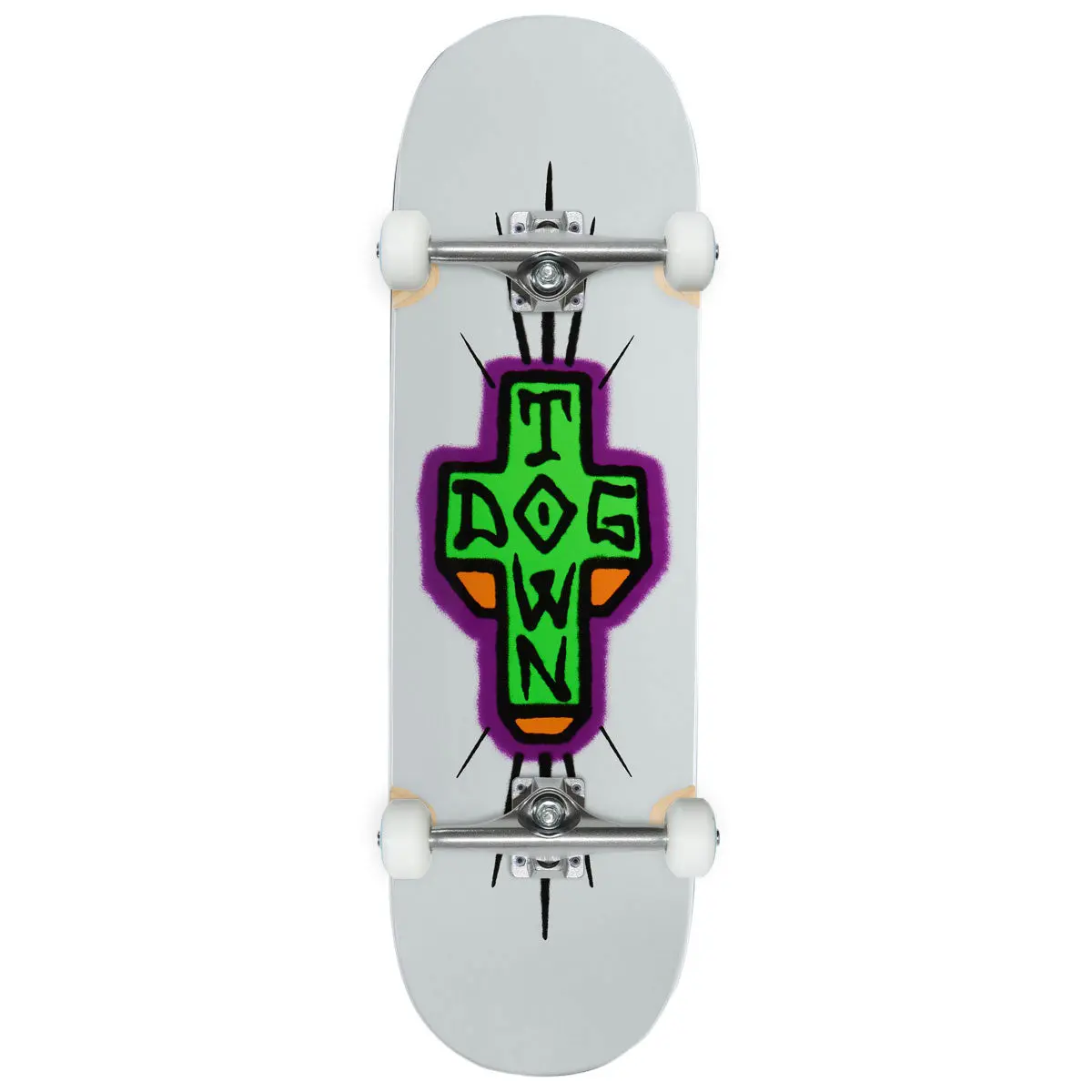 Dogtown Spray Cross Loose Trucks Skateboard Complete - Grey Full Dip - 9.25" 1
