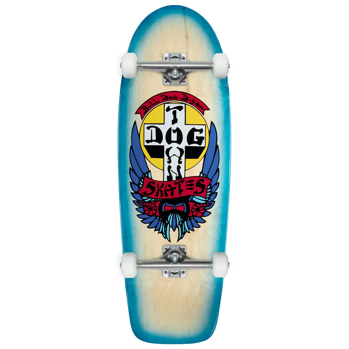 Dogtown Bull Dog Og 70S Rider Skateboard Complete - Natural/Transparent Fluorescent Blue Fade - 10.077" 1