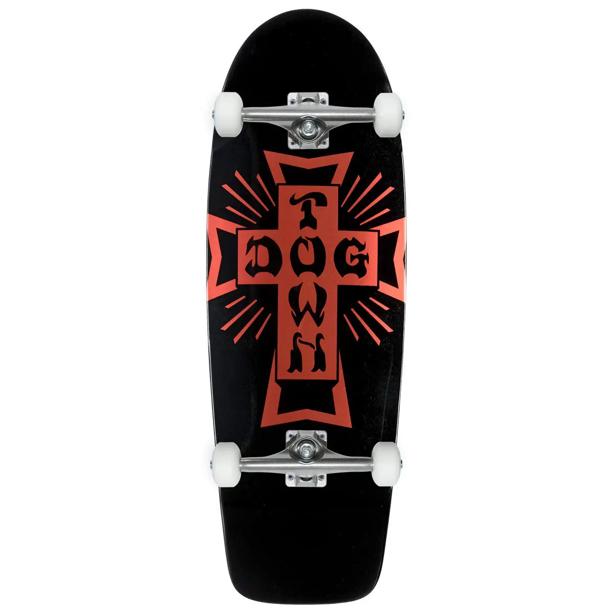 Dogtown Cross Logo 70S Rider Skateboard Complete - Gloss Black/Metallic Red Cross - 10.00" 1