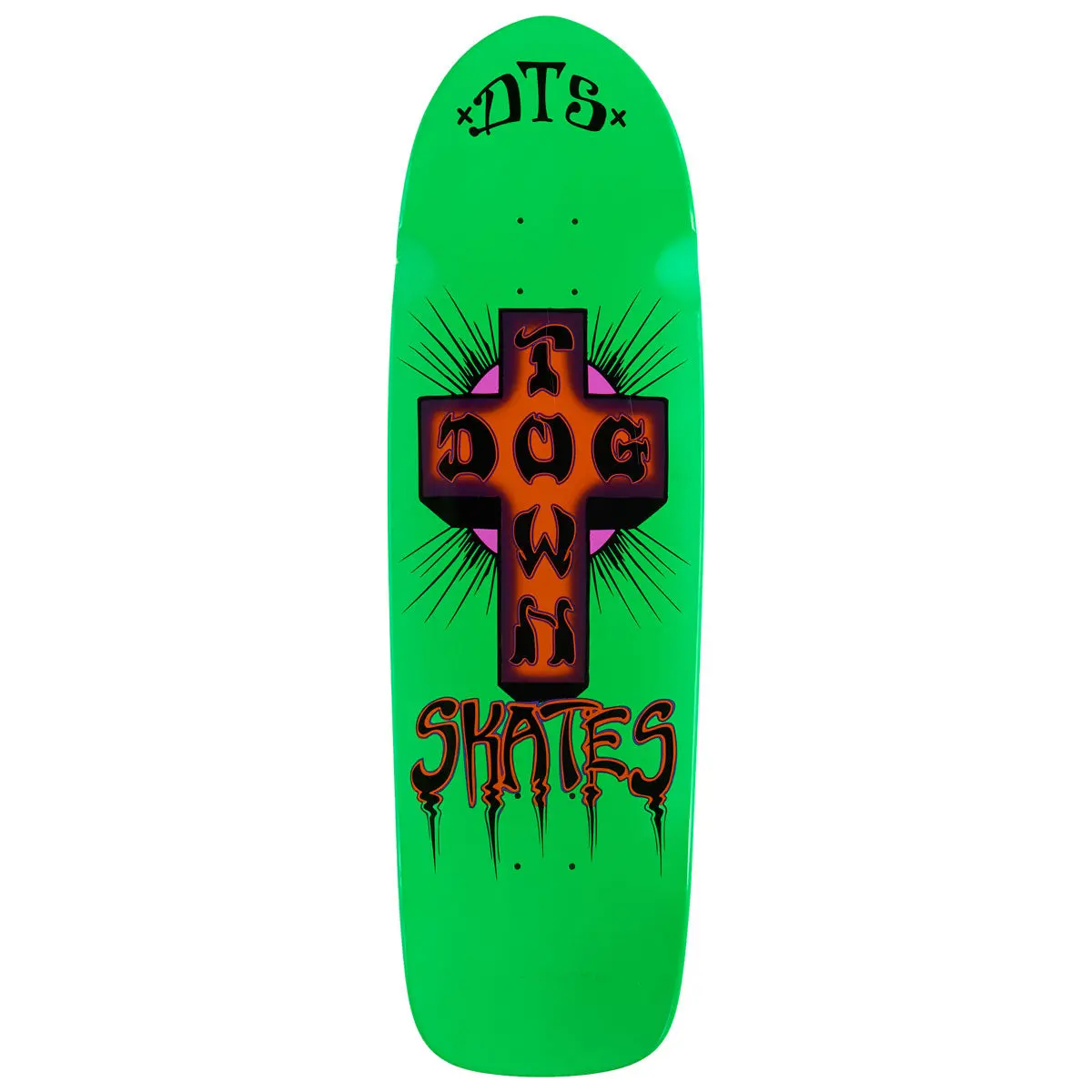 Dogtown Bigger Boy Skateboard Deck - Neon Green/Orange Cross - 9.523" 1