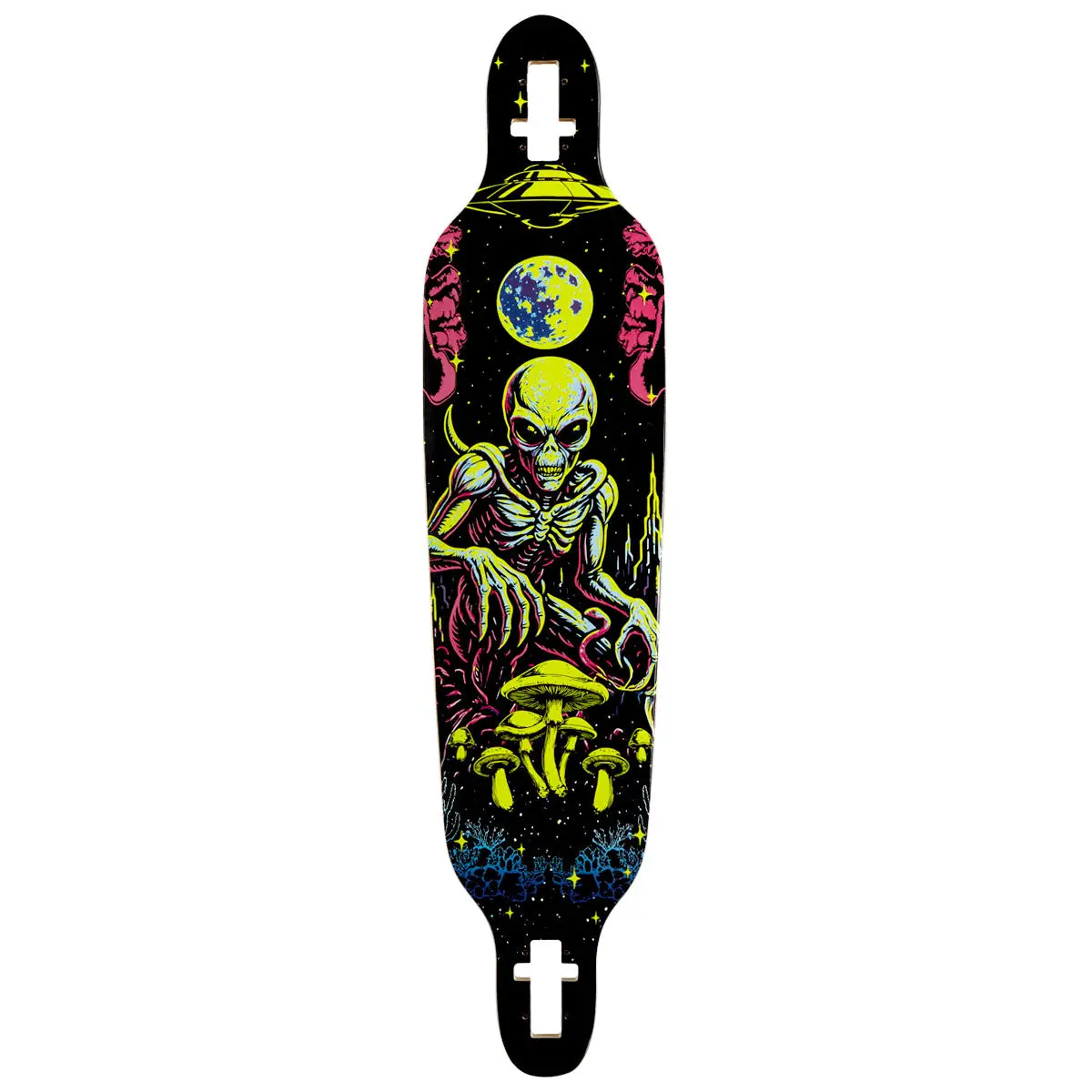 Daddies Mall Poster Blacklight Drop Thru Longboard Deck - Black/Glow 1