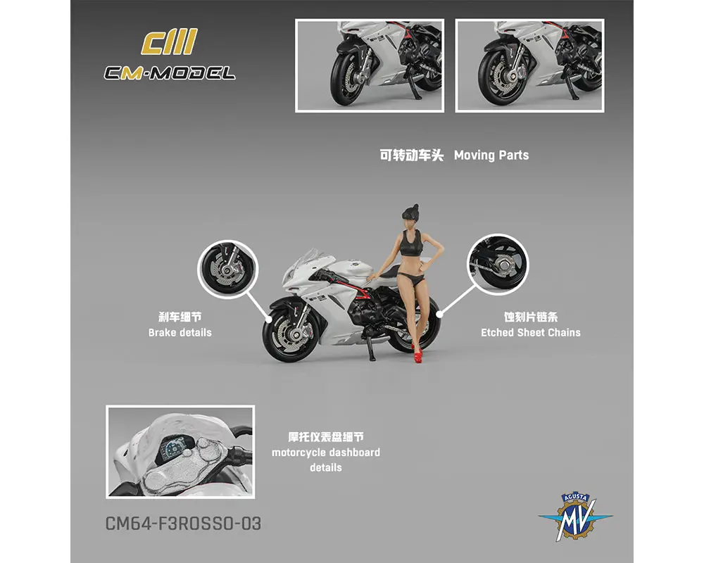 (Coming Soon) Cm Model 1/64 Mv Agusta F3rosso With Showgirl – White 1