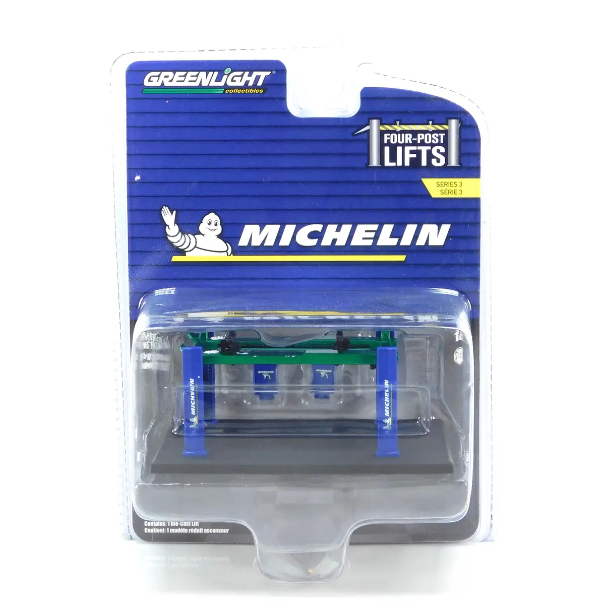 Green Machine Four-Post Lifts 16130B Michelin Tires Four Post Lift 1:64 Diecast 1
