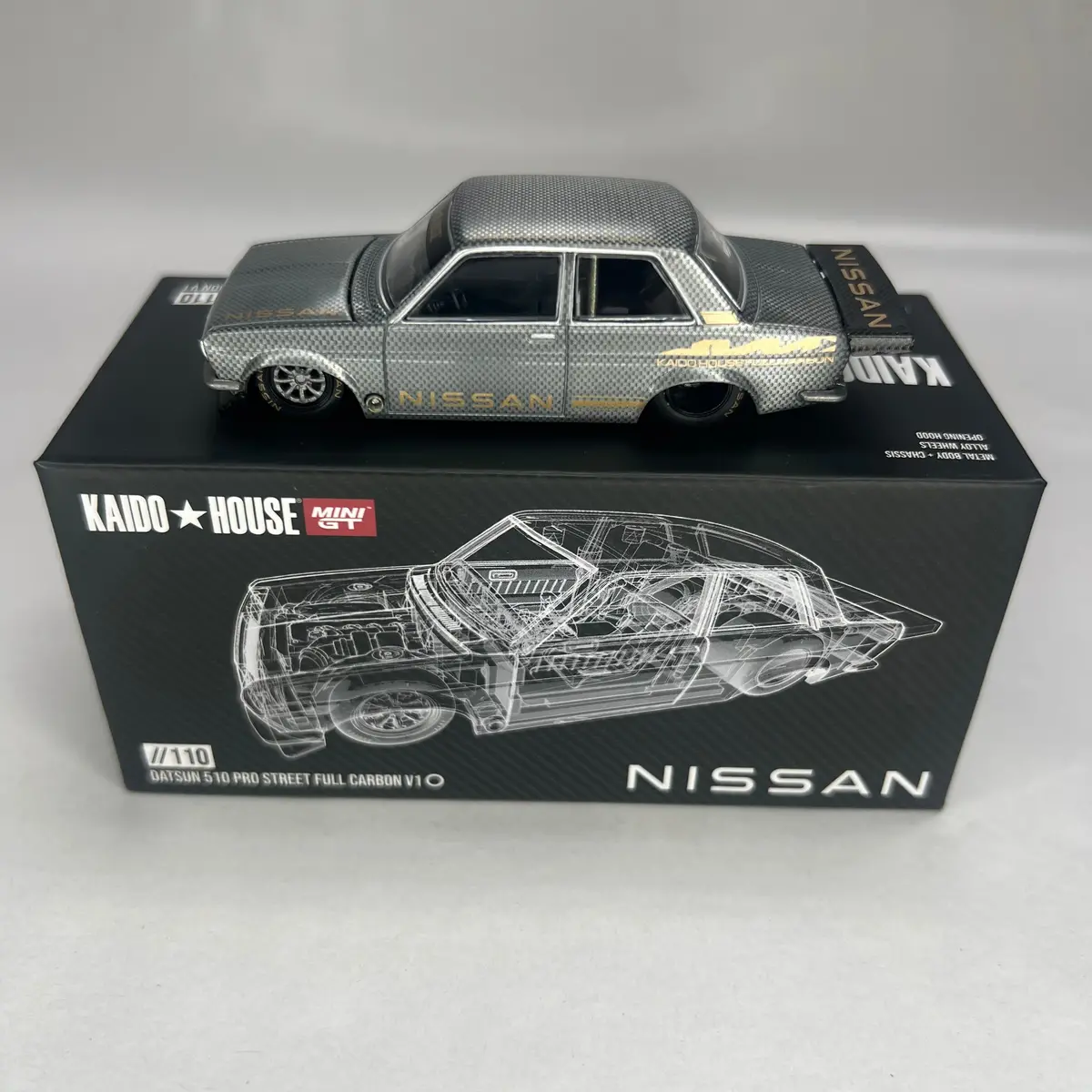 Chase Kaido House X Mini Gt 1:64 #110 Datsun 510 Pro Street Full Carbon  V1 1