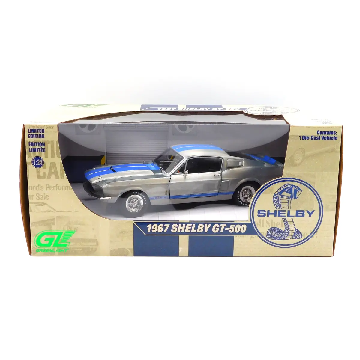 1967 Shelby Gt-500 Raw Body With Blue Stripe 1:24 Diecast Hwy Launch Expo Exclusive 1