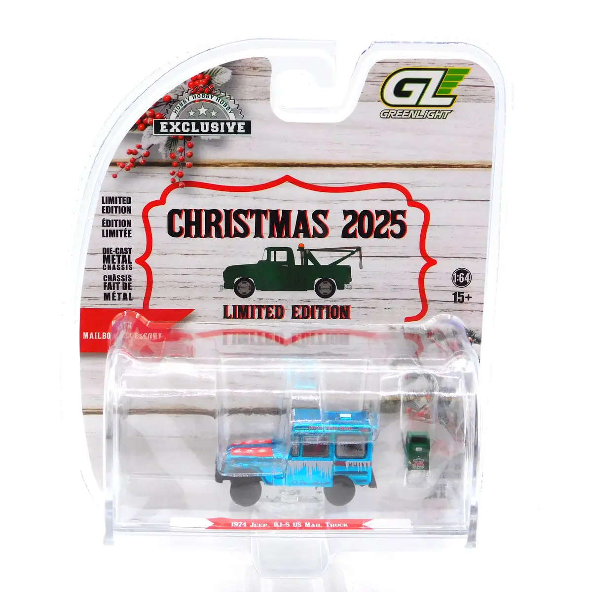 Chrome Chase 1974 Jeep Dj-5 U.S. Mail 2025 Christmas Hobby Exclusive 1:64 Diecast 1