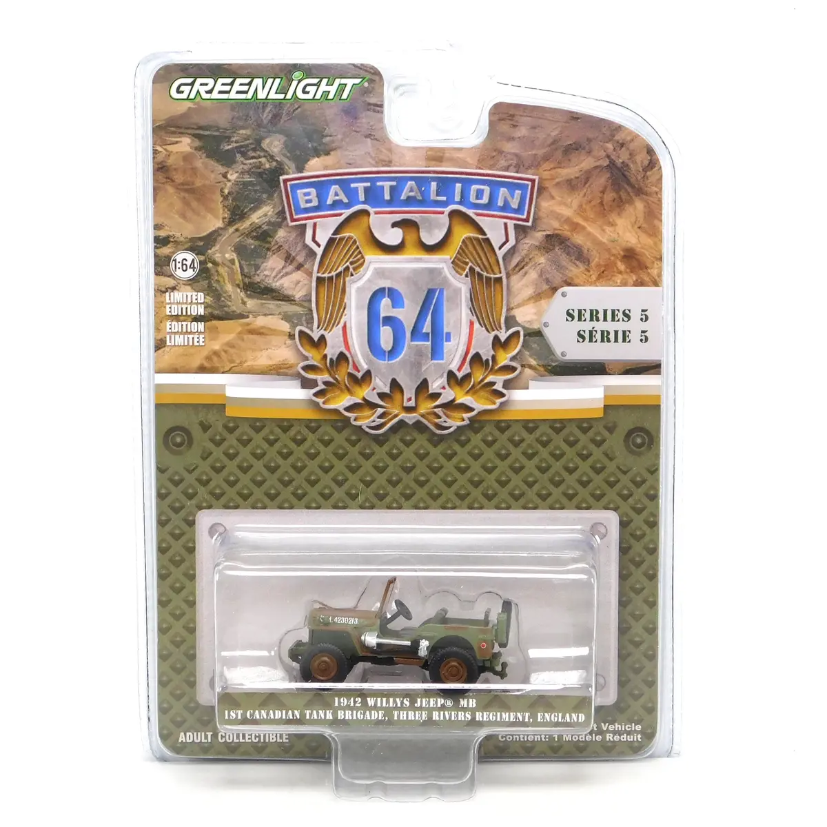 1942 Willys Mb Jeep Canadian Tank Brigade 1:64 Diecast Battalion 64 Series 5 1