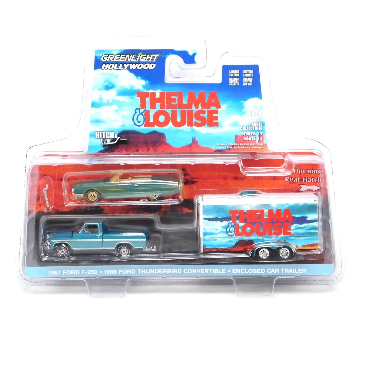 1966 Ford Thunderbird & 1967 F-250 Thelma & Louise 1:64 Diecast Hollywood Hitch & Tow 1