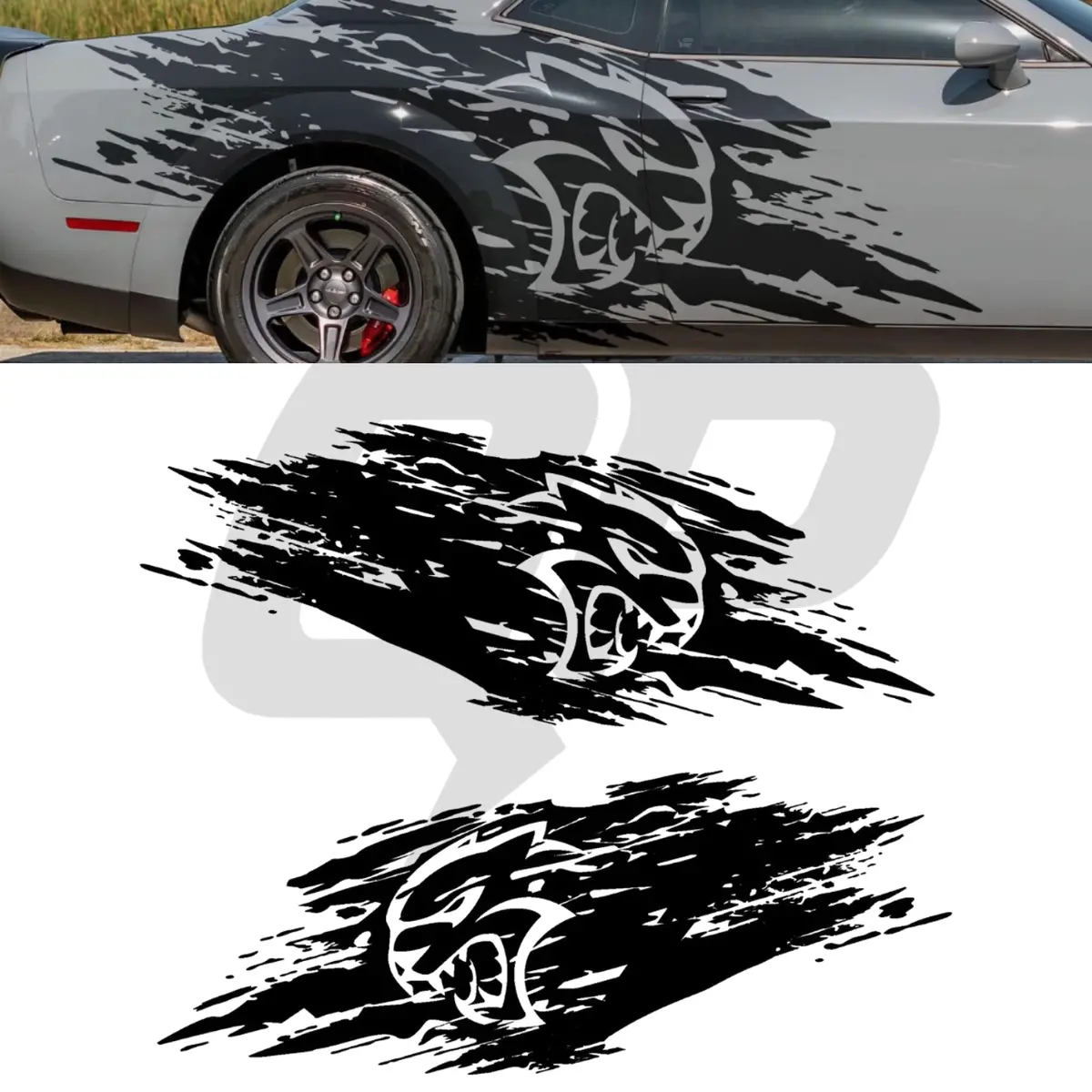 Dodge Challenger Hellcat Racing Stripes | 2015-2020 | Distressed Scratch Design 1