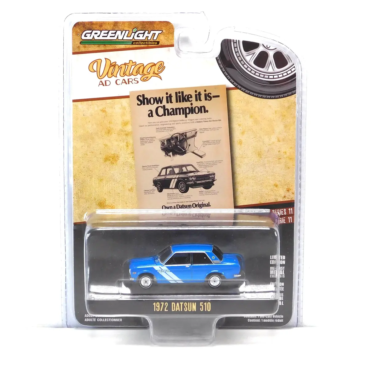 Vintage Ad Cars 39150C 1972 Datsun 510 1:64 Diecast 1
