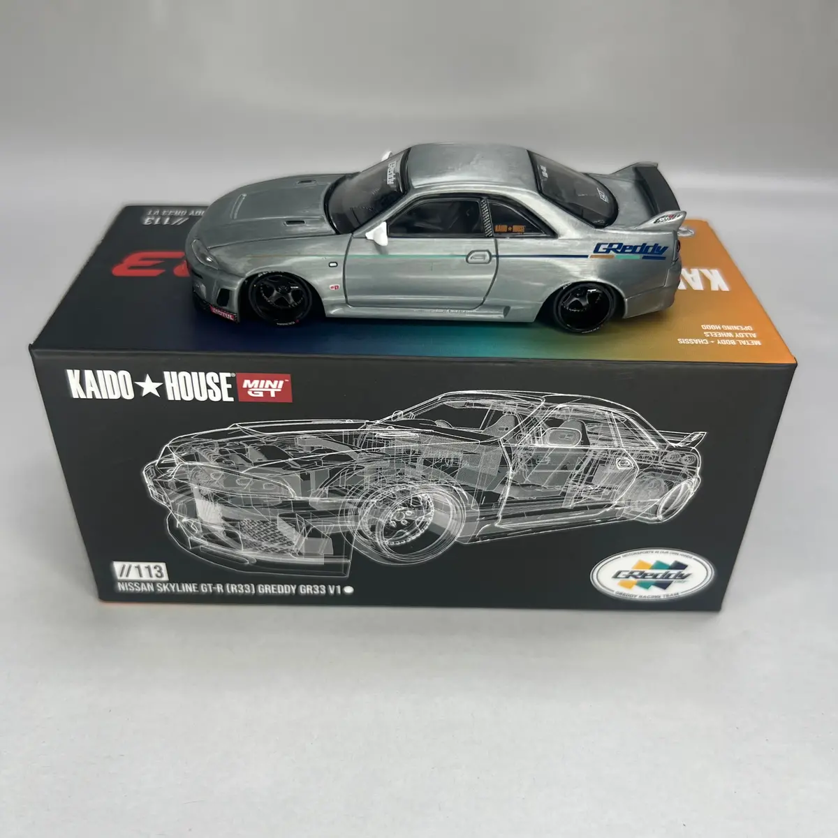 Chase Kaido House X Mini Gt 1:64 #113 Nissan Skyline Gt-R R33 Greddy Gr33 V1 1