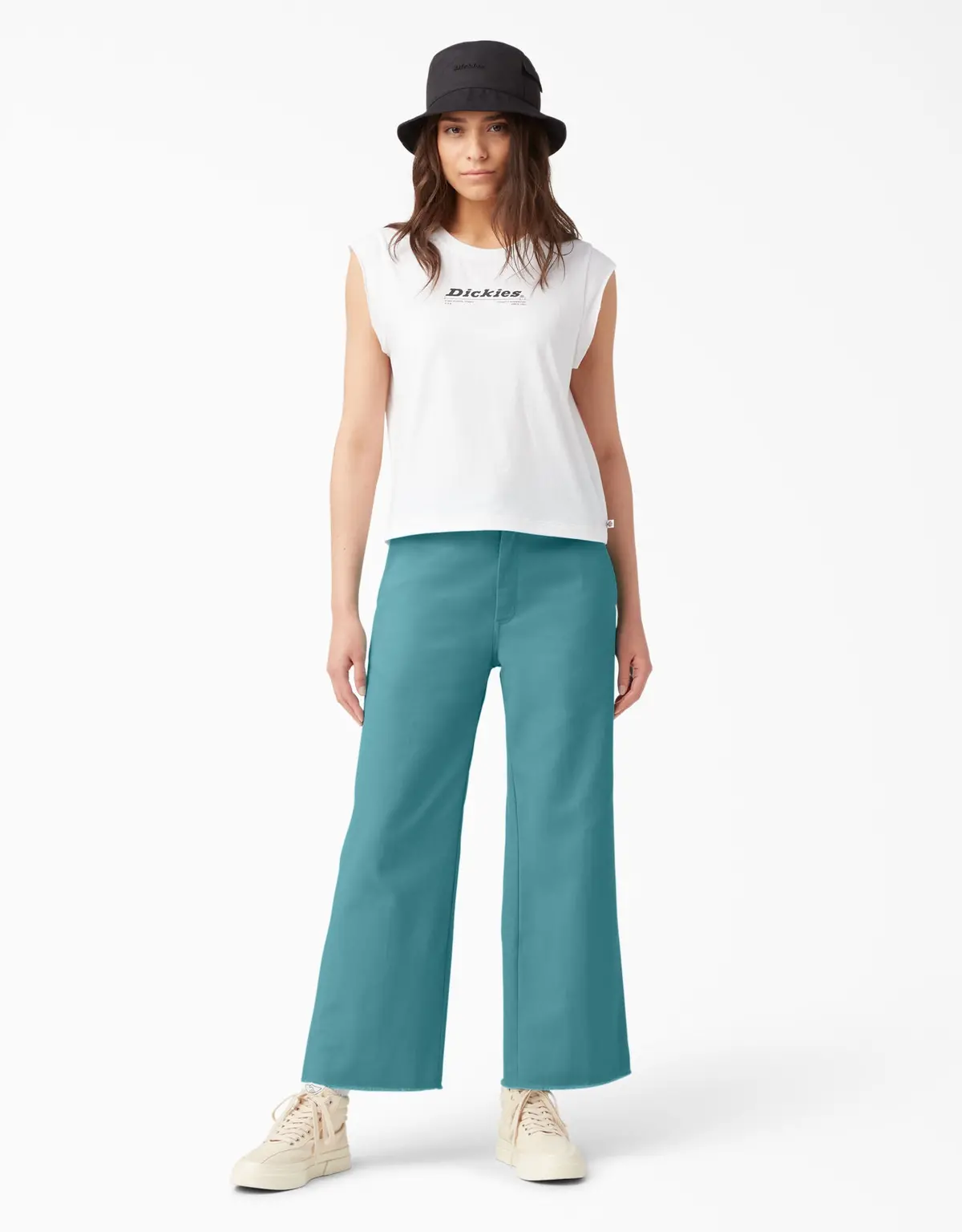 Dickies Women's Rinsed Porcelain Twill Cropped Ankle Pants
