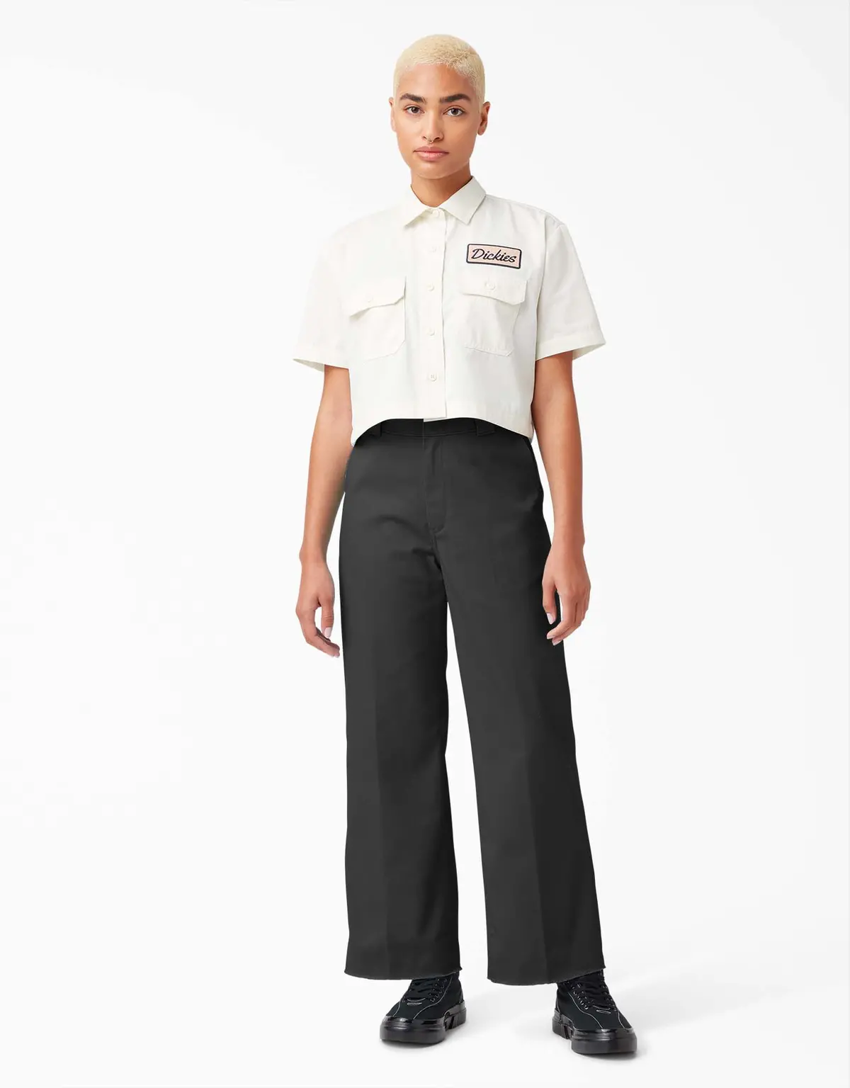 Dickies Women's Black Twill Ankle-Length Cropped Pants