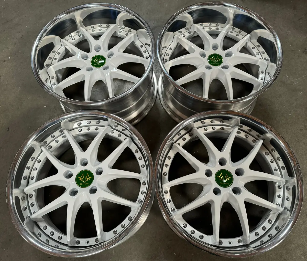 18-Inch GMR Alloy Wheels – 5x114.3 Bolt Pattern, Matte White Finish