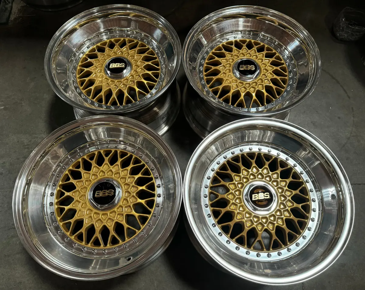17-Inch BBS RS Double-Step Gold Alloy Wheels – 5x114.3 Bolt Pattern