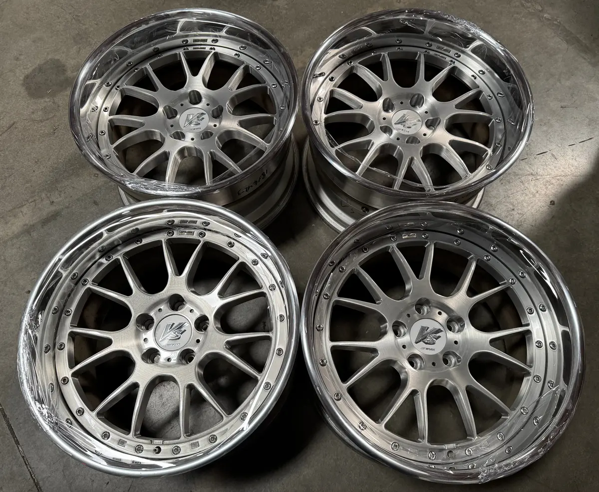 18-Inch Work VS-TX Forged Alloy Wheels – 5x114.3 Bolt Pattern with Brushed Metallic Finish