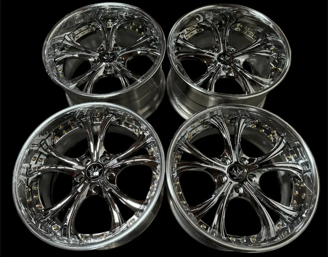 19" GMR Serpent Forged Alloy Wheels – 5x114.3 Bolt Pattern, Chrome Plated, In-Stock Set