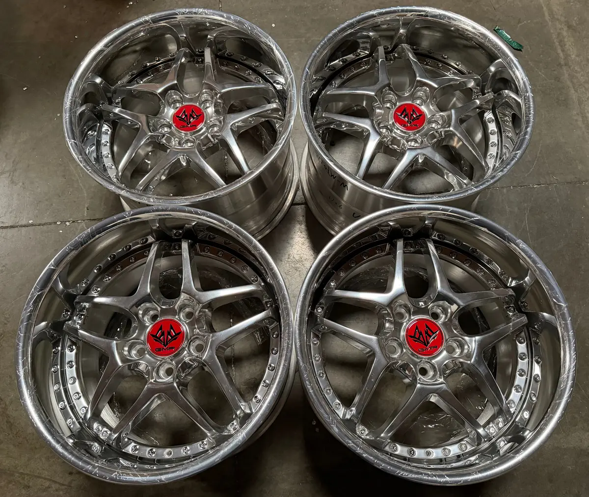 17-Inch GMR Evoke Alloy Wheels — 5x114.3 Bolt Pattern, Raw Polish Finish