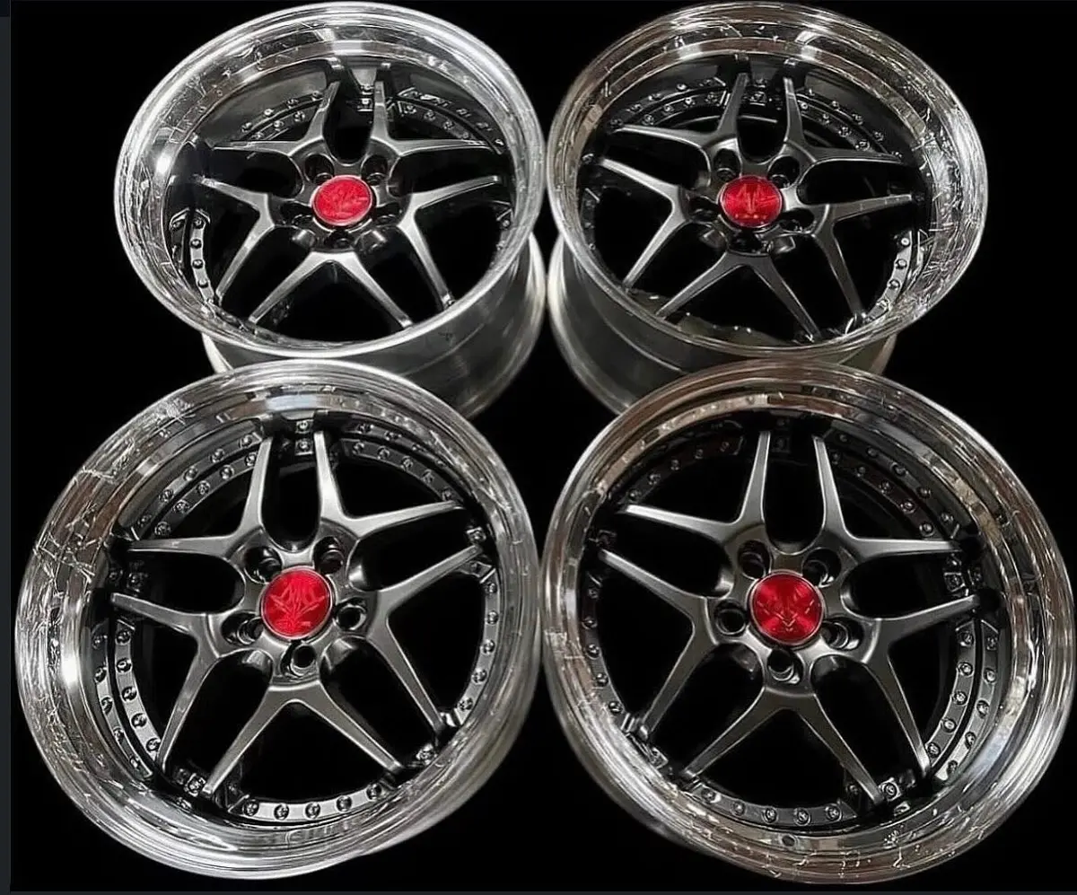 18-Inch GMR Evoke Alloy Wheels — 5x114.3 Bolt Pattern, Step Lip Design, Titanium Black Finish